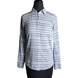 J. Crew The Perfect Shirt blue white striped button down long sleeve  size XXS